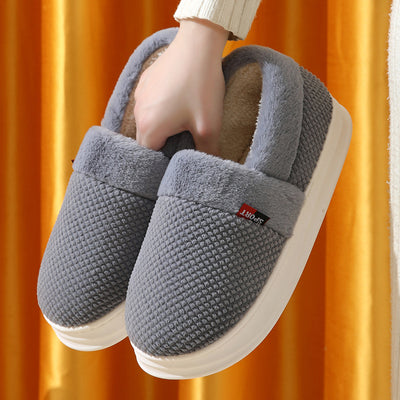 Men's Cotton Shoes With Heel Winter Warm Thick Sole Plush Slippers Women Indoor Garden Outerwear Plus Velvet Slipper For Couple
