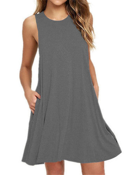 Summer Women T Shirt Pocket Dress